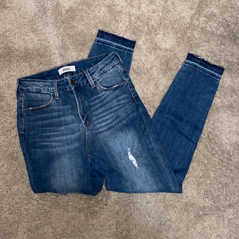 EUC Just Black Denim JBD Distressed Straight Jeans